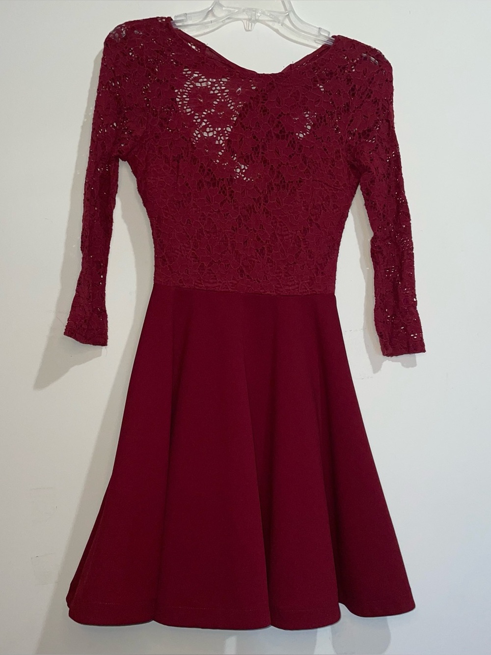 B. Darlin 1/2 Lace Upper Tie Back Fit N Flare Red Padded Dress